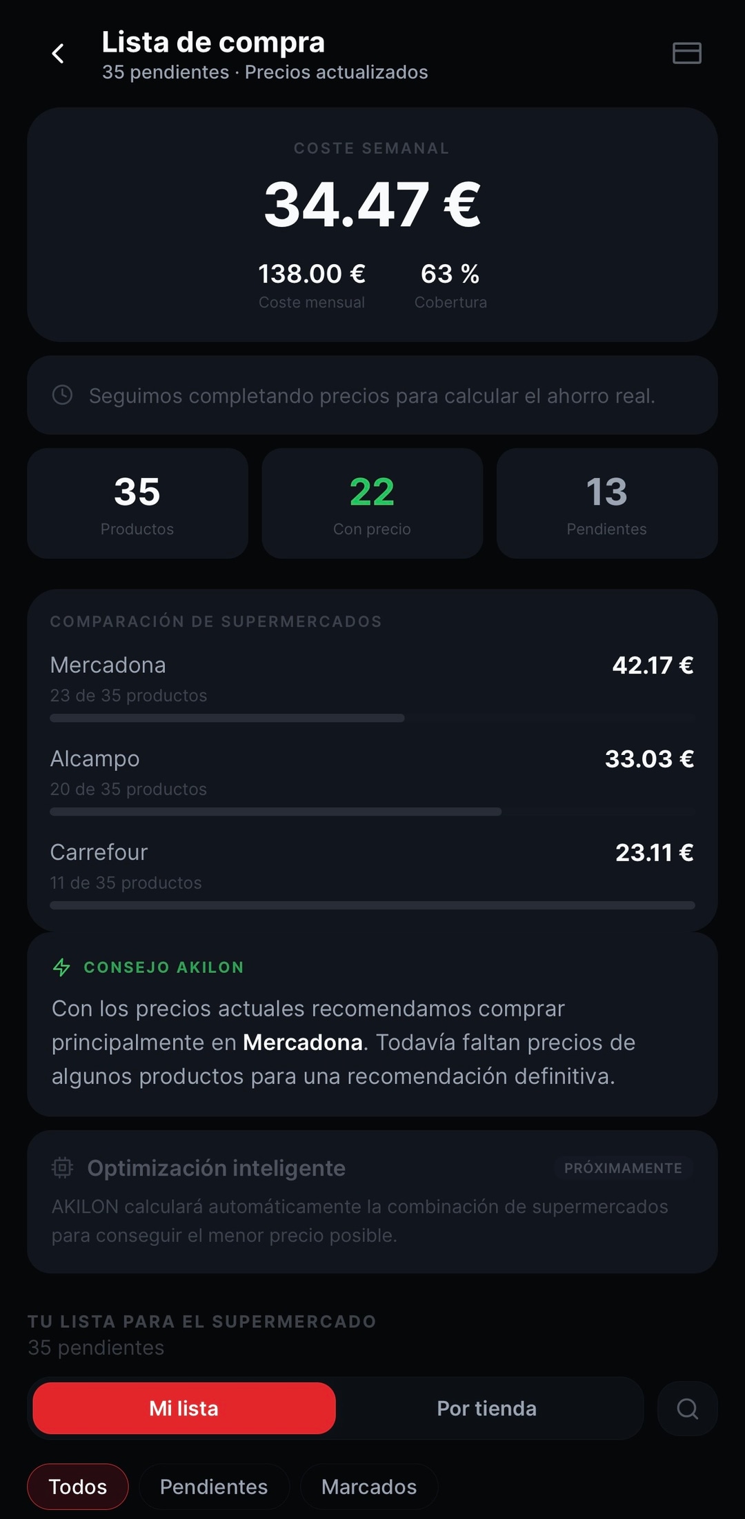 AKILON PRO — Lista de compra inteligente